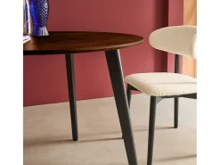 Mesa de comedor redonda efecto madera con patas de metal negro, 4