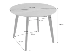 Mesa de comedor redonda efecto madera con patas de metal negro, 4