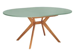 Mesa de comedor redonda extensible 110cm Biju Verde Salvia Roble