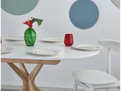 Mesa de comedor redonda extensible 90cm Jubi Rosa Antiguo | Pata de fresno