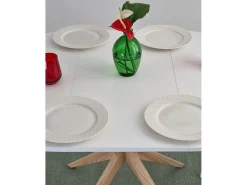 Mesa de comedor redonda extensible 90cm Jubi Rosa Antiguo | Pata de fresno