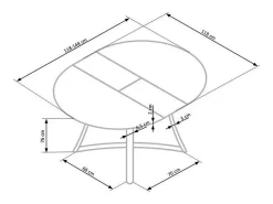Mesa de comedor redonda extensible en roble con patas de acero