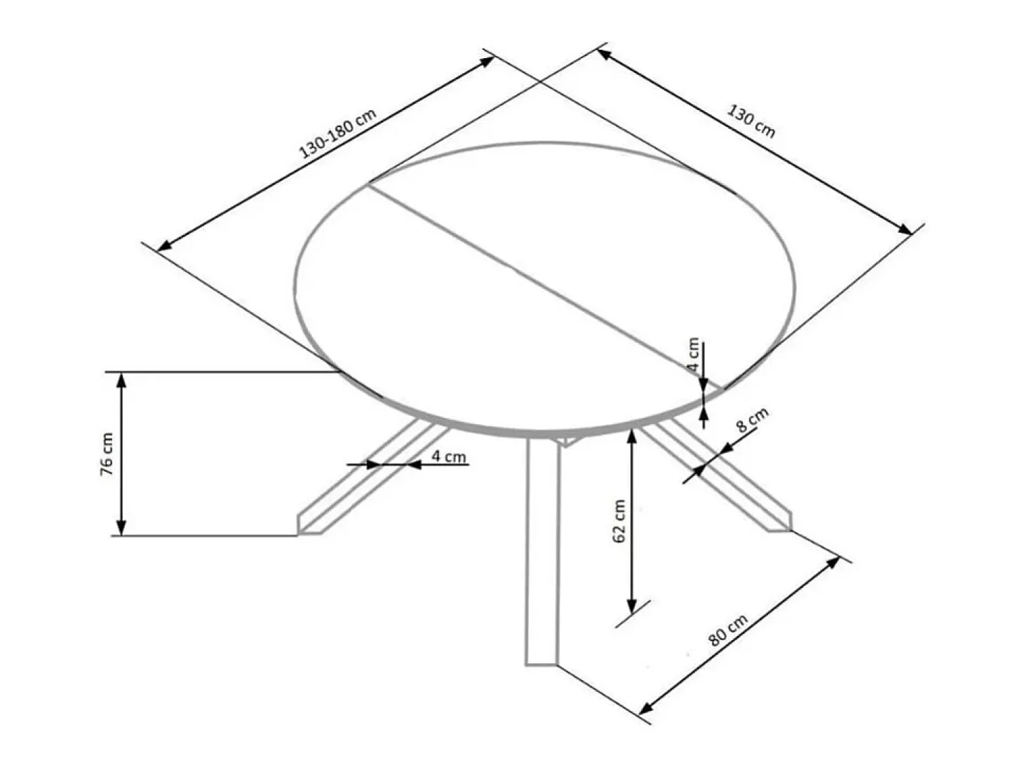 Mesa de comedor redonda extensible de mármol GALATEE 130-180cm