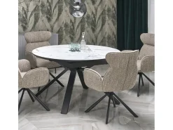 Mesa de comedor redonda extensible de mármol GALATEE 130-180cm