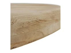 Mesa de comedor redonda en madera de abeto y base de poliresina blanca