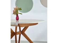 Mesa de comedor redonda extensible 110cm Biju Blanco Tiza