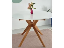 Mesa de comedor redonda extensible 110cm Biju Blanco Tiza