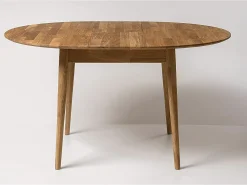 Mesa de comedor redonda extensible de 110 a 145 cm en madera maciza de roble Kundy