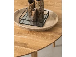 Mesa de comedor redonda extensible de 110 a 145 cm en madera maciza de roble Kundy