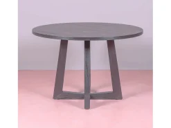Mesa de comedor redonda en fresno natural (115cm) - Soho - Negro