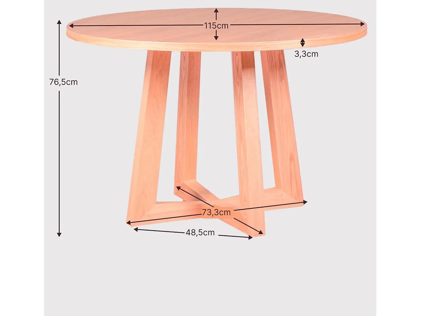 Mesa de comedor redonda en fresno natural (115cm) - Soho - Negro