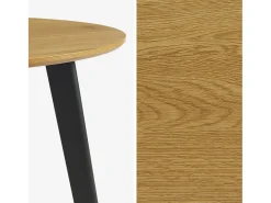 Mesa de comedor redonda efecto madera con patas de metal negro, 4