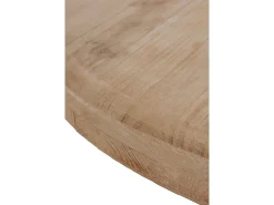 Mesa de comedor redonda en madera de abeto y base de poliresina blanca
