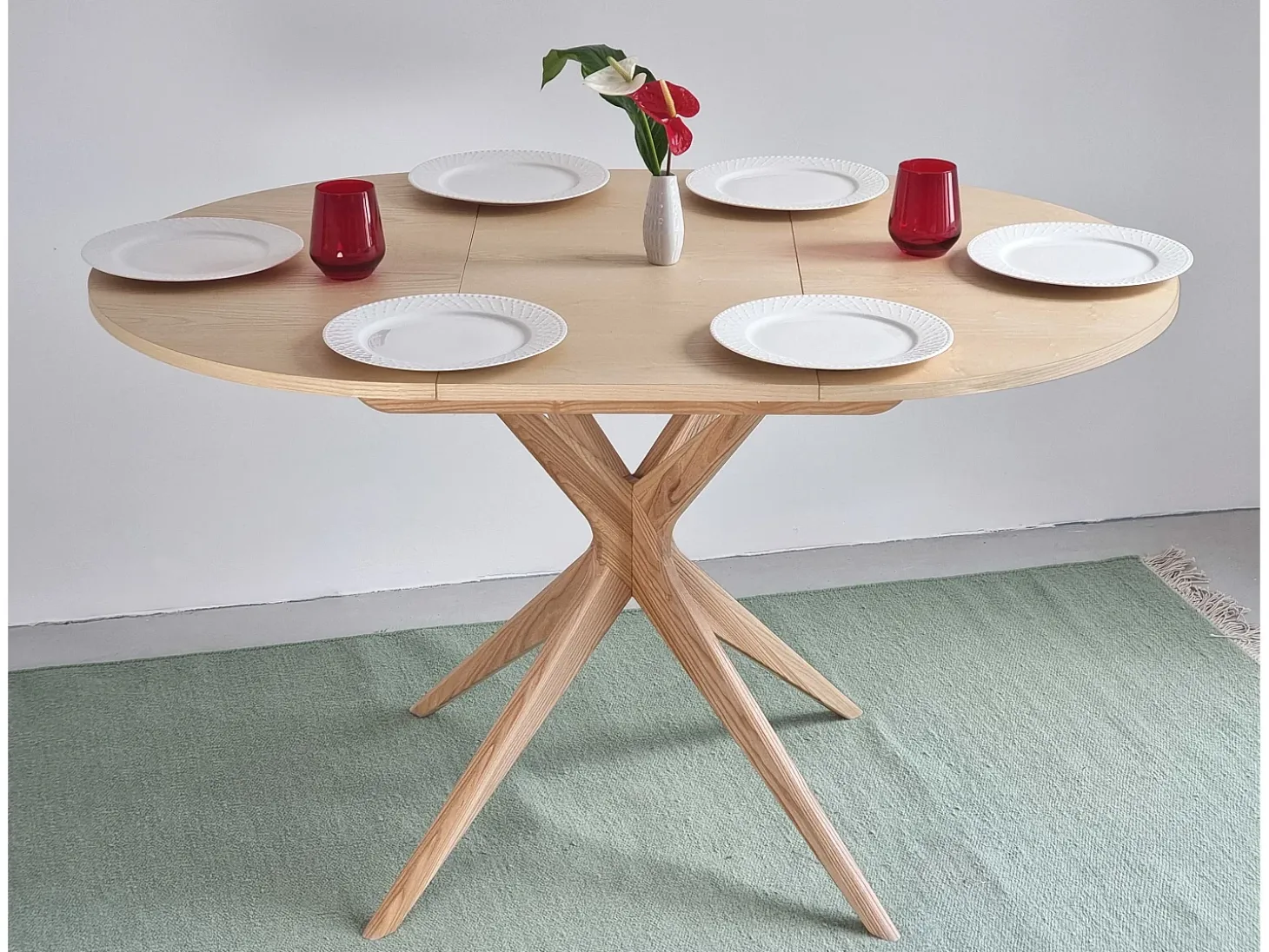 Mesa de comedor redonda extensible 90cm Jubi Fresno