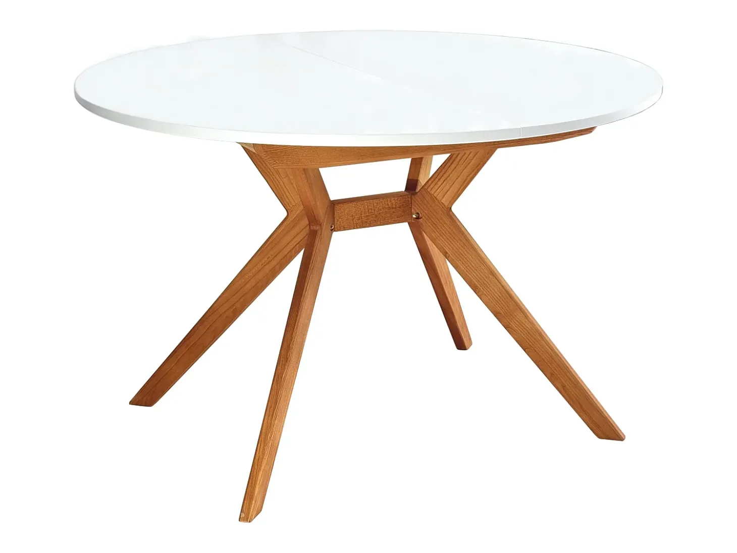 Mesa de comedor redonda extensible 120cm Biju Blanca Roble