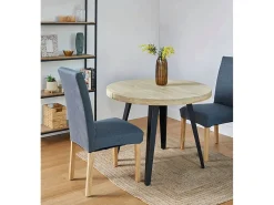 Mesa de comedor redonda extensible de 76x100x100-180 cm de madera clara Skadi