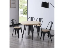 Mesa de comedor redonda extensible de 76x100x100-180 cm de madera clara Skadi