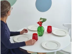 Mesa de comedor redonda extensible 90cm Jubi Blanco Tiza | Pata de fresno