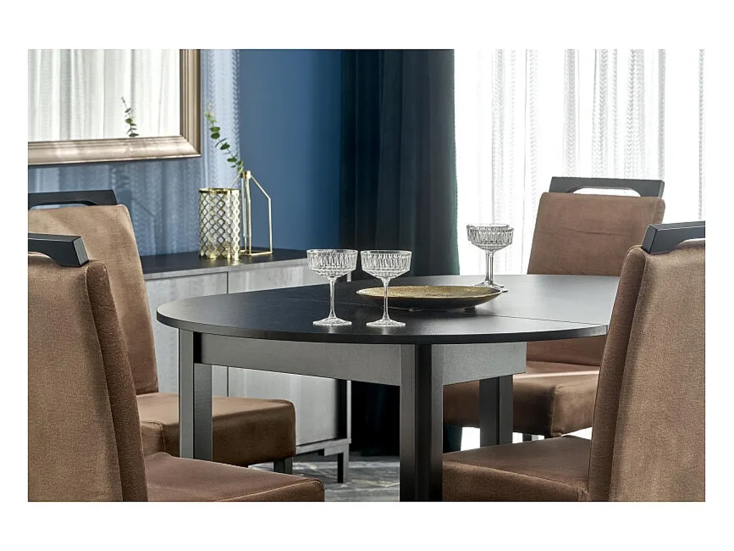 Mesa de comedor redonda extensible CARENE 100 cm, negra