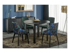 Mesa de comedor redonda extensible CARENE 100 cm, negra