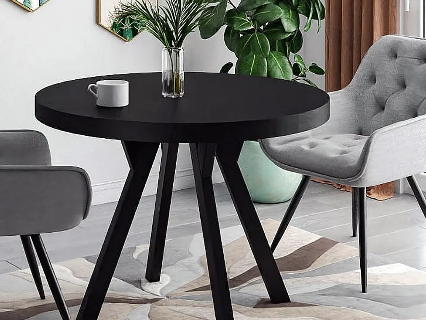 Mesa de comedor redonda extensible de metal y chapa de madera 100cm Astra