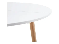 Mesa de Comedor Redonda Moderna Lacada Blanca Mate 80x80 cm - Patas de Haya