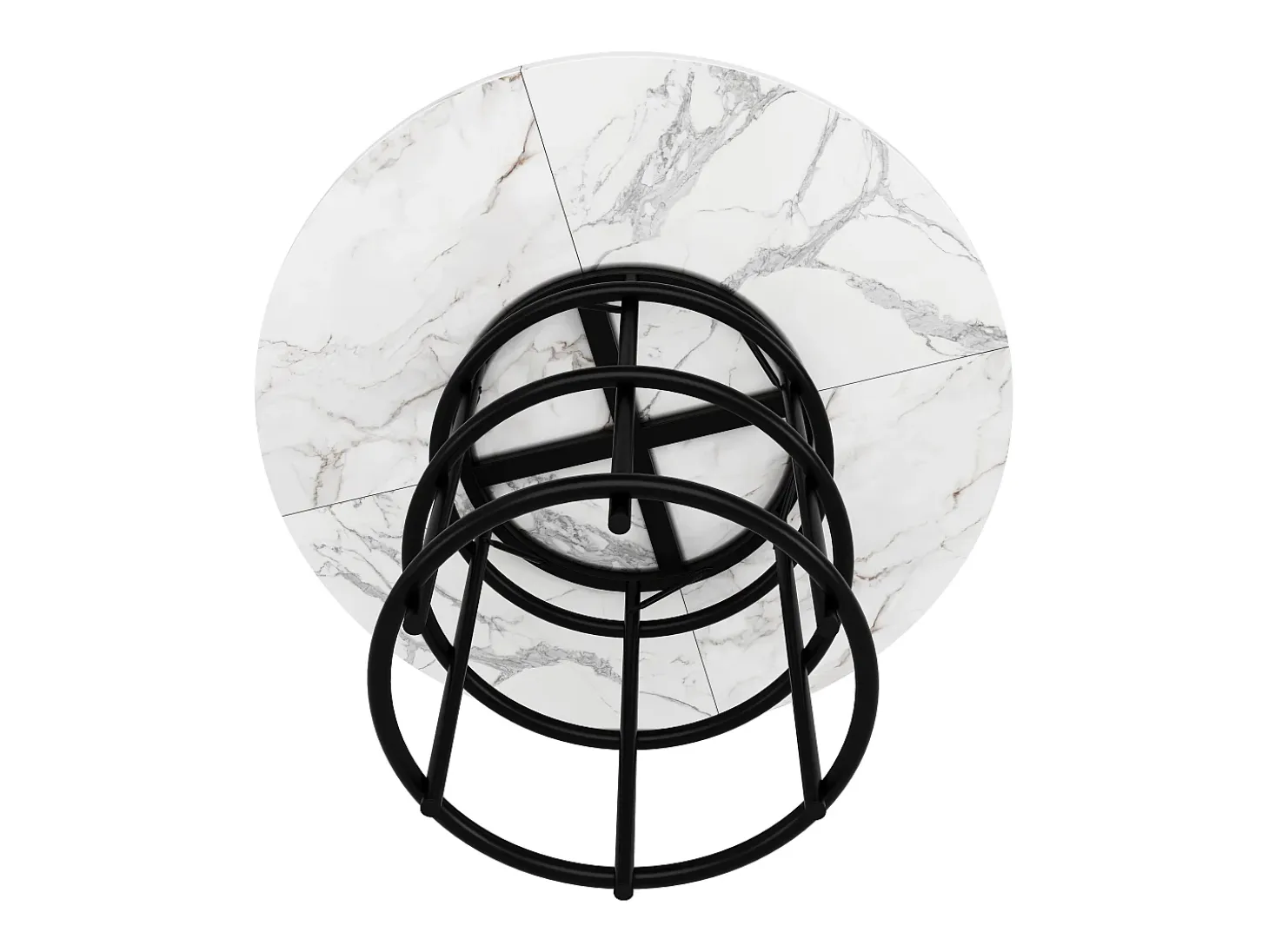Mesa de comedor redonda moderna 100x100x76 cm 4-6 personas - patas de metal negro - blanco