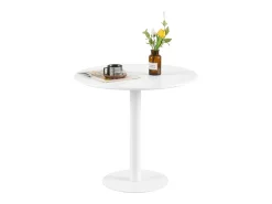 Mesa de Comedor Redonda Moderna 80 cm con Tablero Mármol Blanco, 2-4 Plazas, Estructura Metálica Robusta, Multifuncional para Cocina y Salón