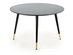 Mesa de comedor redonda negra de 120 cm con patas de acero Lady negras y doradas