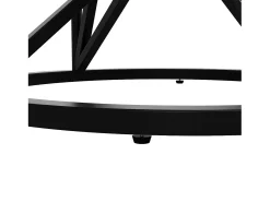 Mesa de comedor redonda para 4 personas, tapa chapada en mármol blanco con patas centrales de metal negro - 100x100x76cm