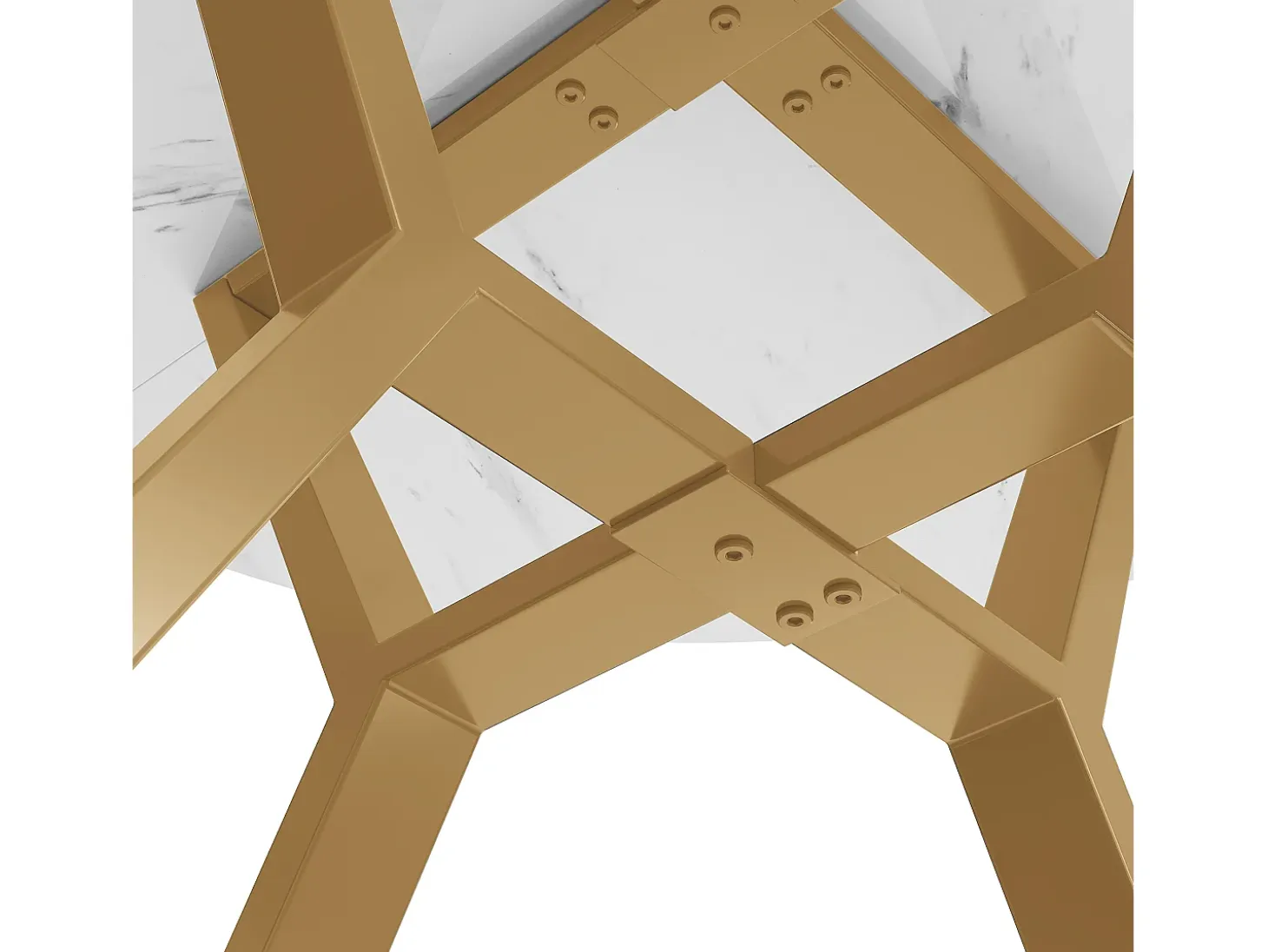 Mesa de comedor redonda para 4-6 personas - patas de metal dorado - blanco (100 x 100 x 75 cm)