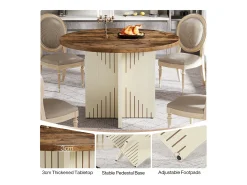 Mesa de comedor redonda para 4 personas, mesa de comedor de estilo rústico de 100 cm (solo la mesa)