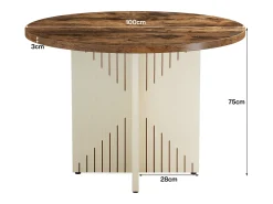 Mesa de comedor redonda para 4 personas, mesa de comedor de estilo rústico de 100 cm (solo la mesa)