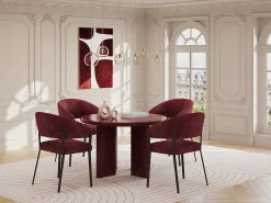 Mesa de comedor redonda para 4 personas de MDF - Burdeos - LUKAVO