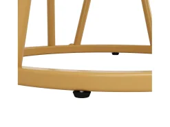 Mesa de comedor redonda para 2 personas, tapa chapada en mármol blanco con patas centrales de metal dorado - 80x80x76cm