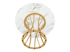 Mesa de comedor redonda para 4-6 personas - patas de metal dorado - color blanco (80 x 80 x 76 cm)