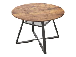 Mesa de comedor redonda para 4 personas, mesa de comedor con estante, 120 x 120 x 75 cm, Negro