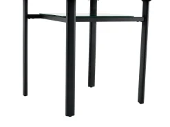 Mesa de comedor redonda para 2-4 personas - Tablero de madera veteada marrón - Vidrio + metal + MDF