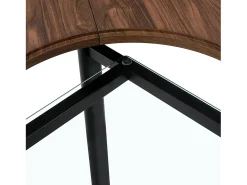 Mesa de comedor redonda para 2-4 personas - Tablero de madera veteada marrón - Vidrio + metal + MDF