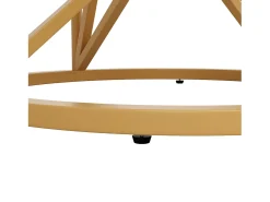 Mesa de comedor redonda para 4 personas, tapa chapada en mármol blanco con patas centrales de metal dorado - 100x100x76cm