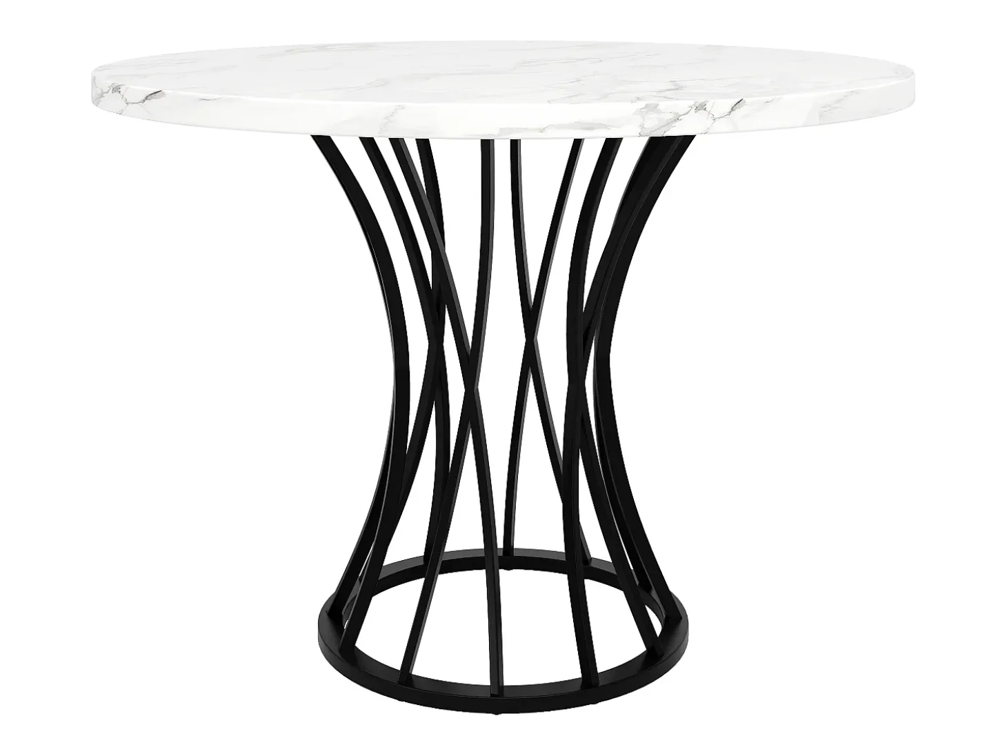 Mesa de comedor redonda para 4-6 personas - patas de metal negro - blanco (80 x 80 x 76 cm)