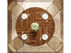 Mesa de comedor redonda para 4 personas, mesa de comedor rústica de 120 cm