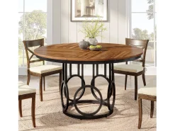 Mesa de comedor redonda para 4 personas, mesa de comedor rústica de 120 cm