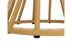 Mesa de comedor redonda para 4 a 6 personas - Pr 80 x Al 76 cm - Tablero de MDF jaspeado y patas de metal dorado - Blanco + oro