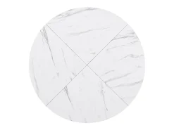 Mesa de comedor redonda para 4 personas, tapa chapada en mármol blanco con patas de metal dorado - 100x100x75cm