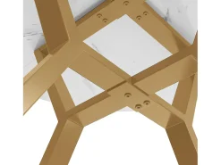 Mesa de comedor redonda para 4 personas, tapa chapada en mármol blanco con patas de metal dorado - 100x100x75cm