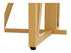 Mesa de comedor redonda para 4 a 6 personas - Pr 80 x Al 76 cm - Tablero de MDF jaspeado y patas de metal dorado - Blanco + oro