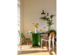 Mesa de comedor redonda tablero laminado de 3cm verde cedro 120cm