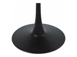 Mesa de comedor redonda TULIPS para 4-5 personas, acabado de imitación de roble y base de metal negro