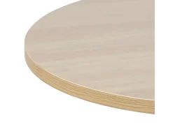 Mesa de comedor redonda TULIPS para 4-5 personas, acabado de imitación de roble y base de metal negro